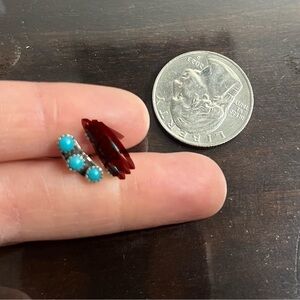 3 Stone Turquoise Flat back Earrings 18 gauge 6 mm